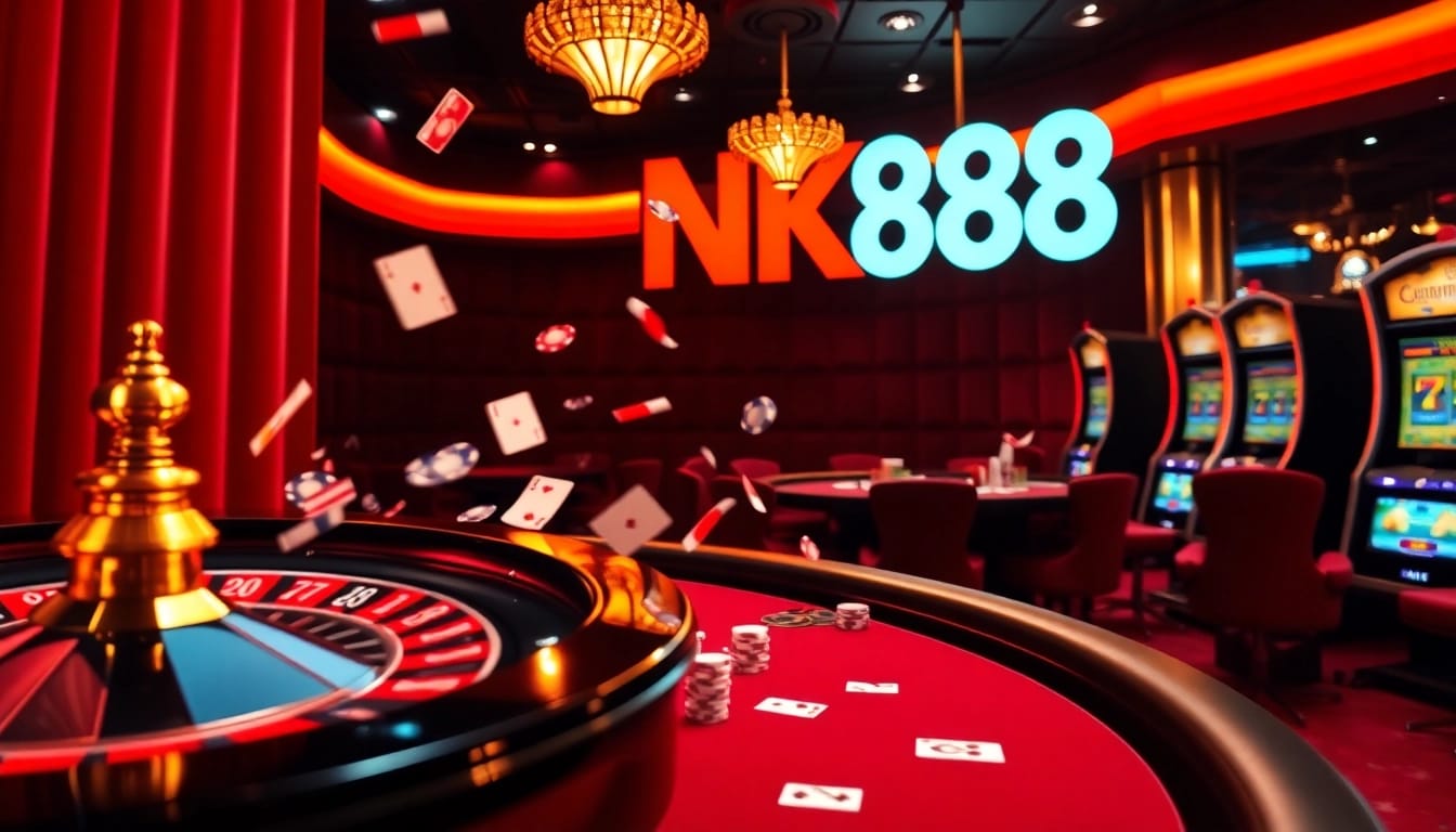 Navigating the exciting world of nk88 at a luxurious casino with vibrant games and engaging players.