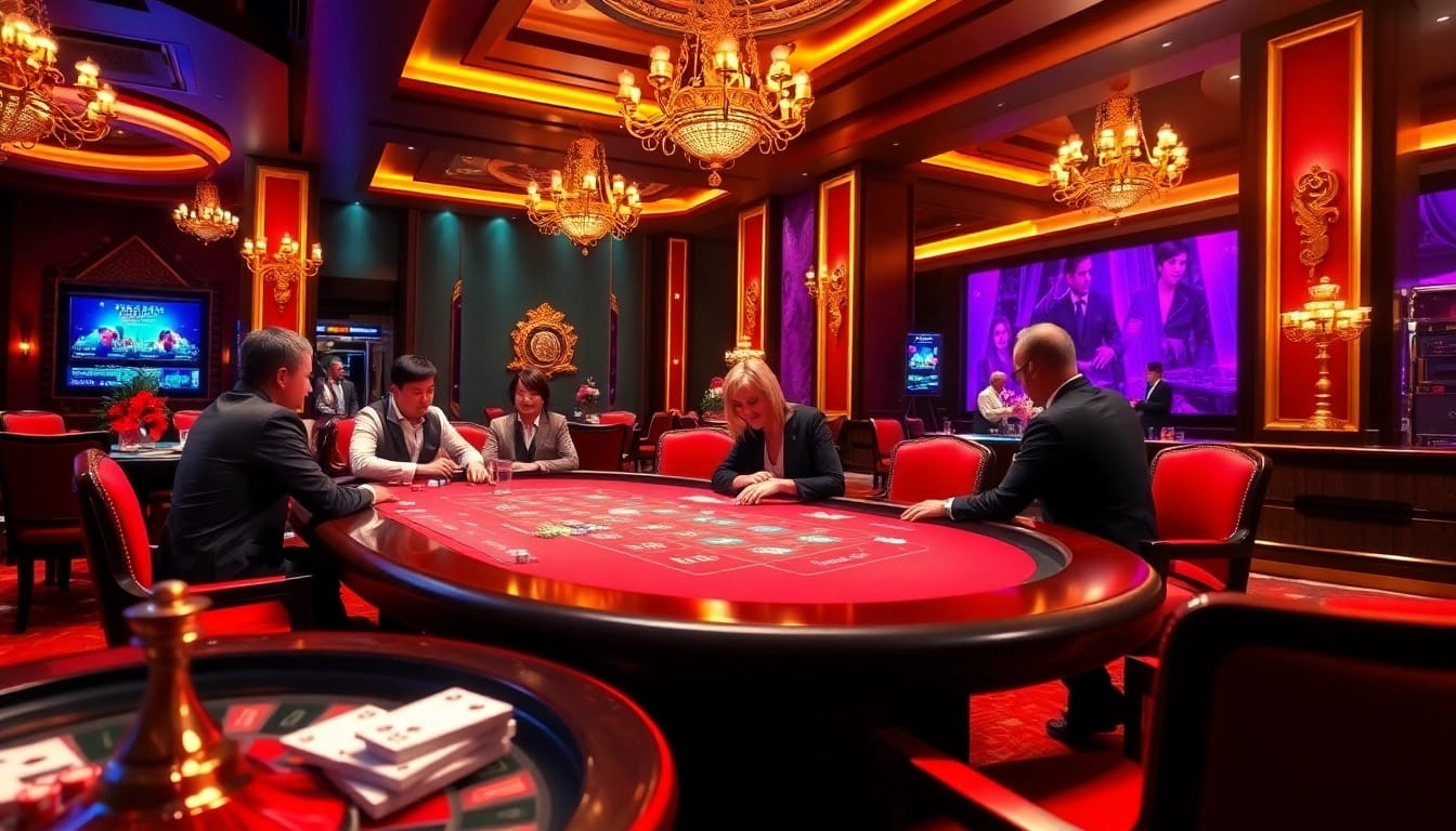 Players are enjoying a thrilling poker game at Nhà cái 88vv upscale casino table.