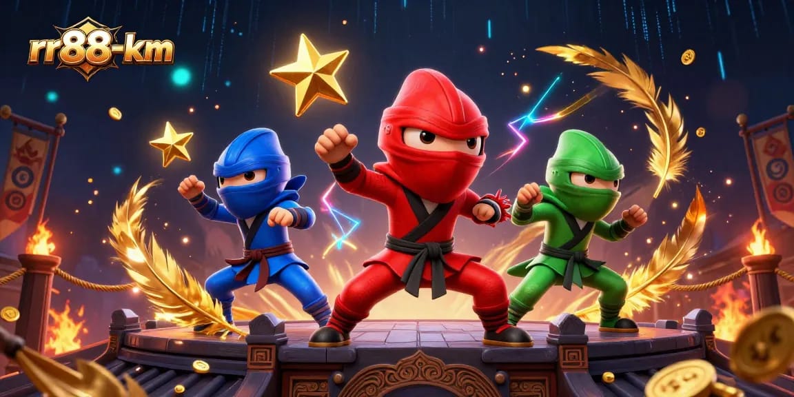 Engage with rr88-km as the ninja chameleon team showcases thrilling casino action in a vibrant 3D scene.