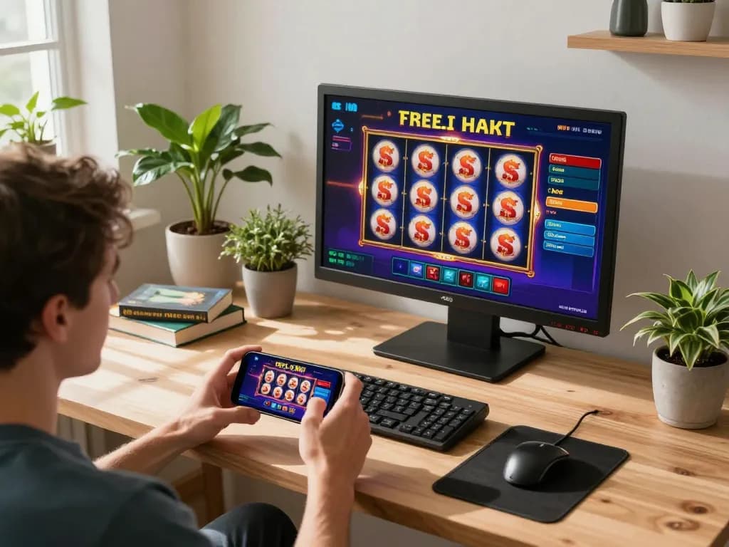Person engaging in online gaming on trang chủ DN88 with an exciting slot machine on smartphone.
