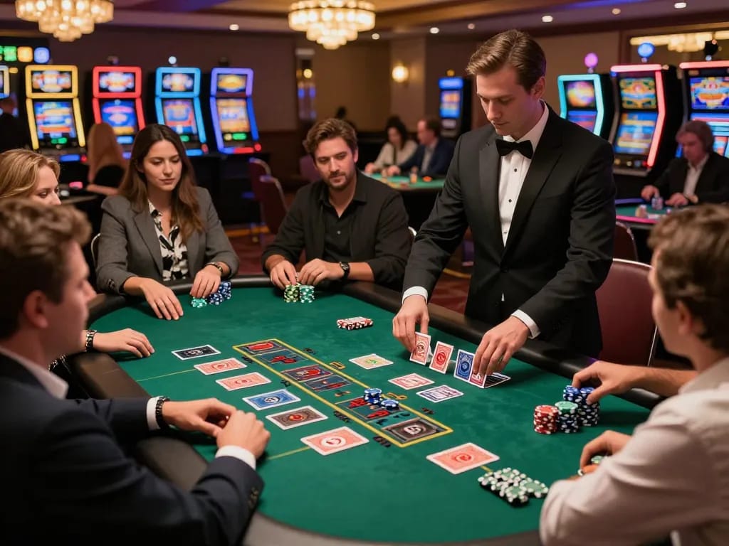 Engaging at blackjack table where players bet and dealer manages cards; visit https://www.bearcreekwatershed.org/macroinvertebrates