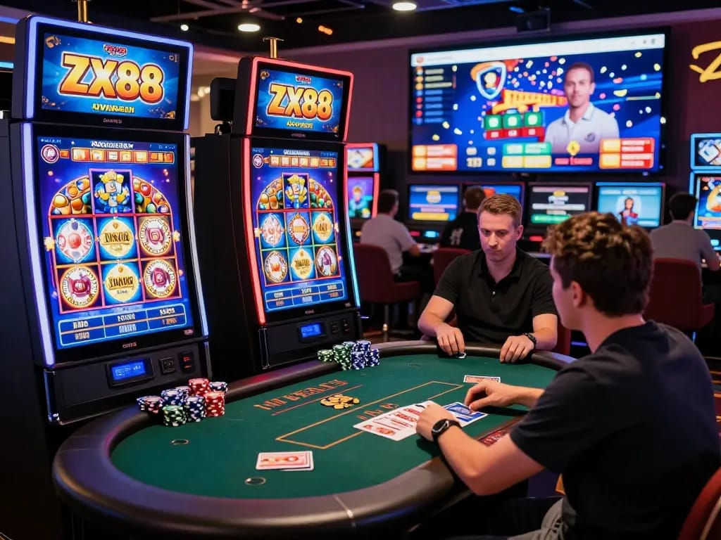 Engaging online casino atmosphere showcasing ZX88 vibrant games and community interaction.
