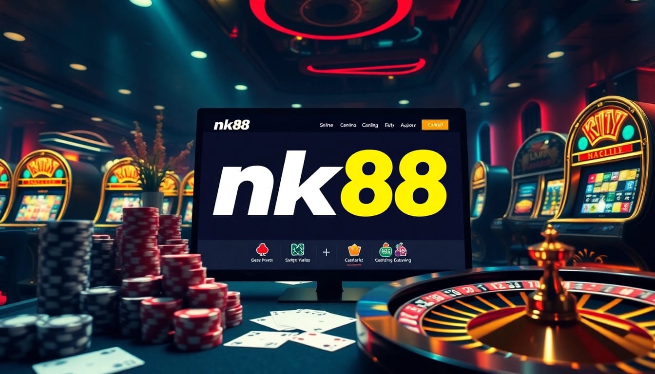 Experience the excitement of nk88 with vibrant casino visuals featuring online gambling elements.