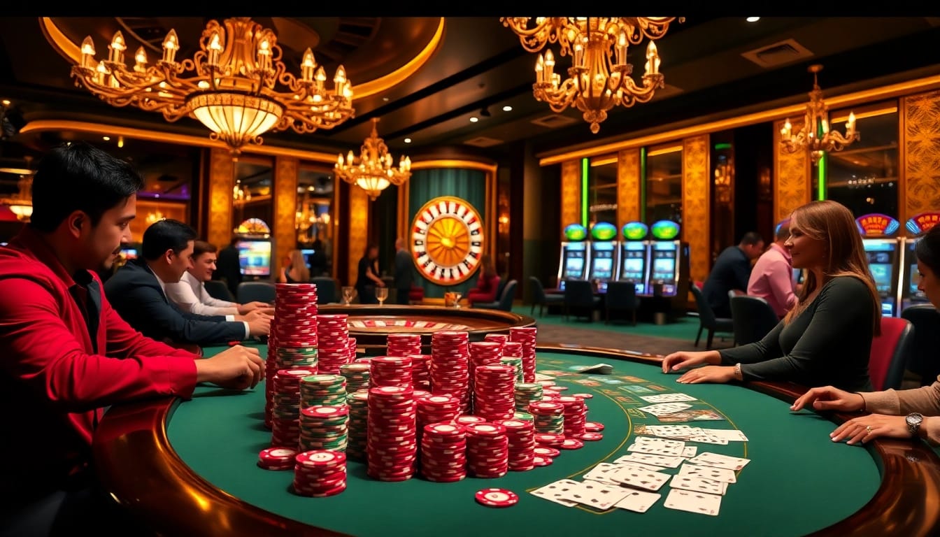 Experience the excitement of RR88 at a luxury casino with poker chips and roulette.