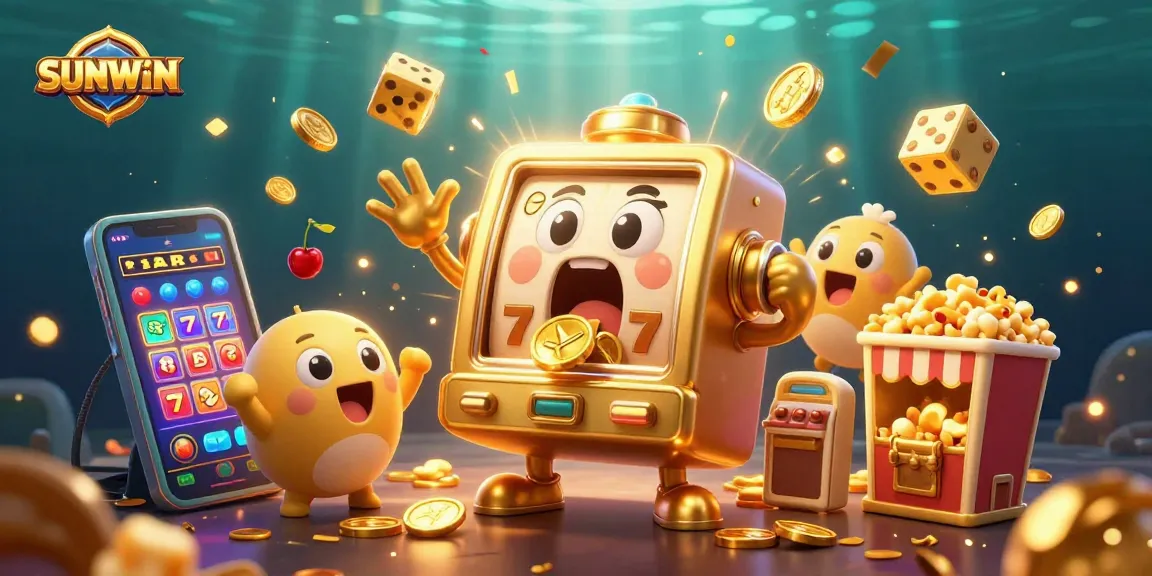 Watch SUNWIN slot machines celebrate an exciting jackpot explosion of coins and prizes in a vibrant casino...