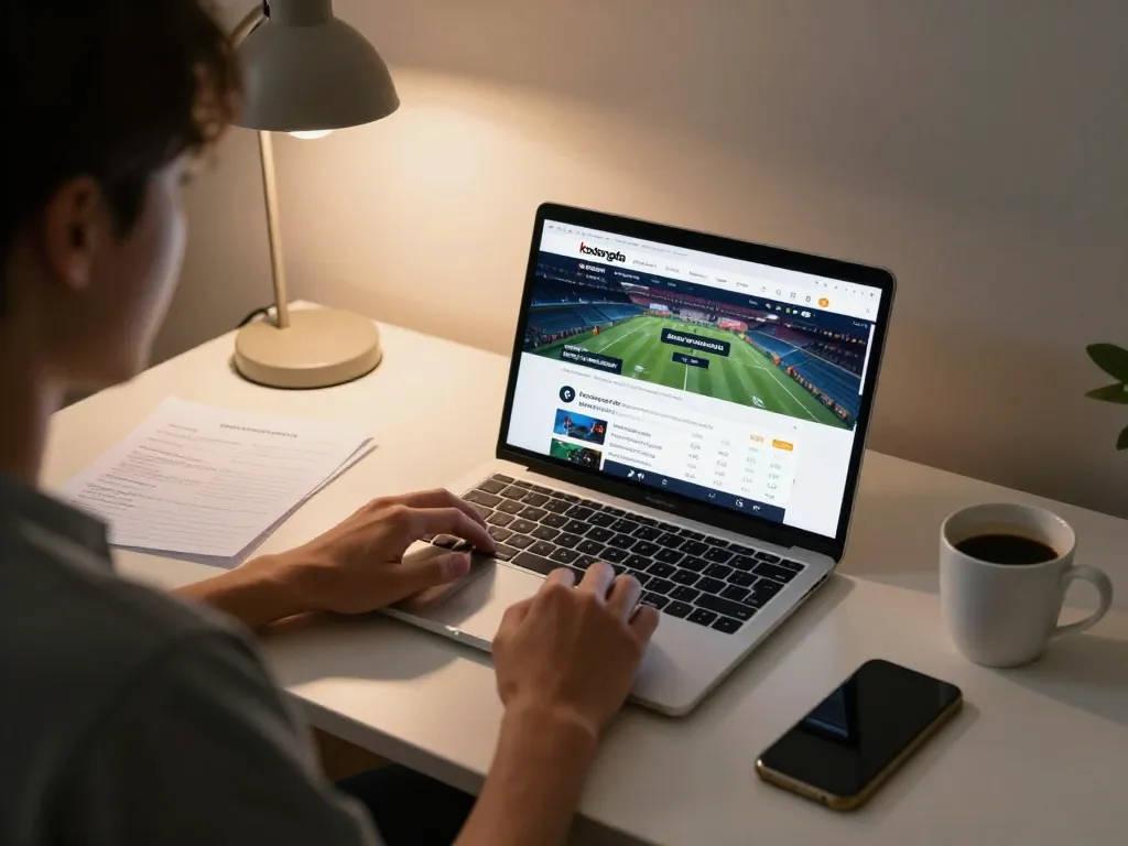 Engaging online sports betting scene featuring keobongda odds on a laptop with strategic notes.