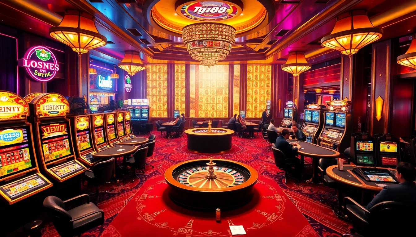 Players enjoying the thrill of slot machines at tg88 casino, showcasing excitement and winning potential.
