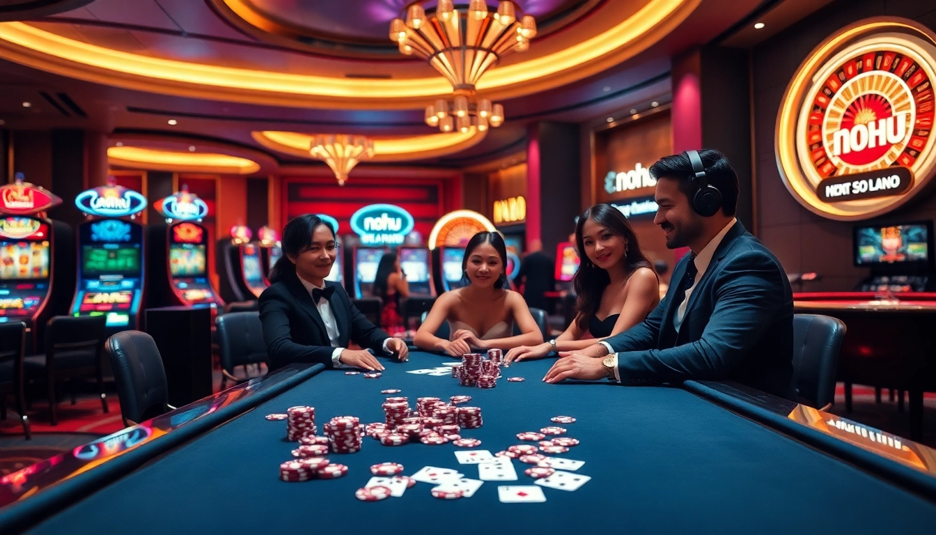 Experience the excitement of nohu gaming at a luxury casino with vibrant tables and thrilling action.