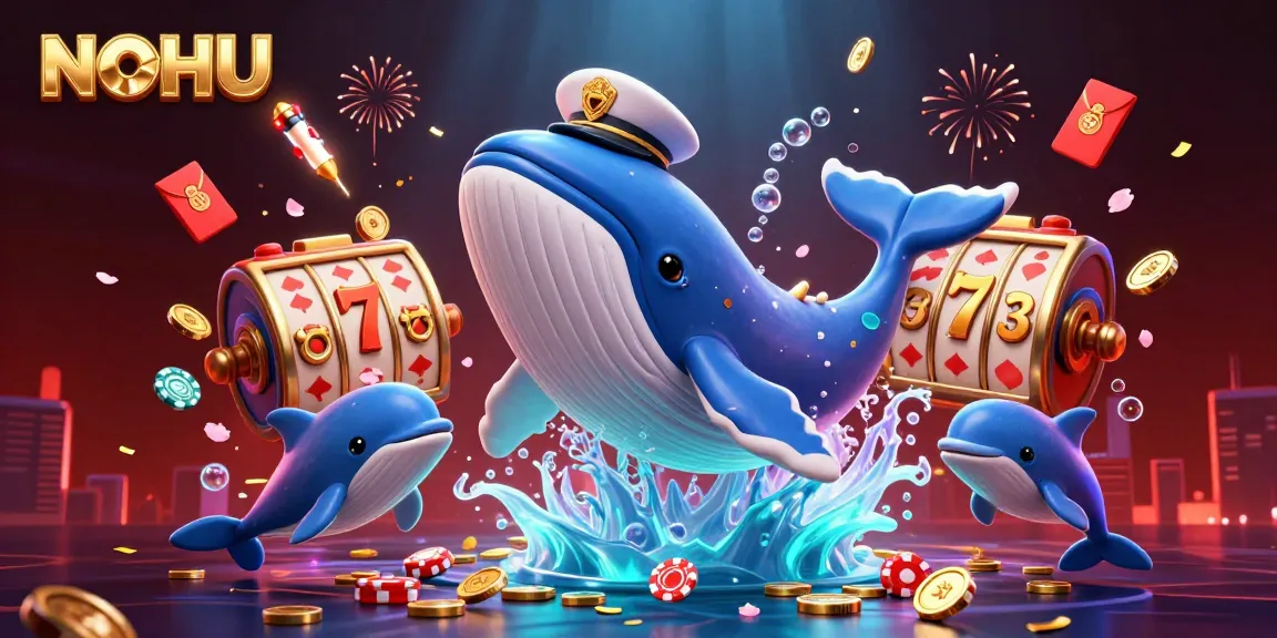 Experience winning excitement with NOHU's vibrant 3D casino scene filled with coins, characters, and game elements.