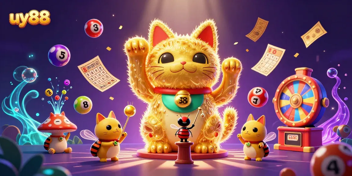 Experience the thrill of uy88 as colorful symbols and golden fireflies create a captivating casino scene.