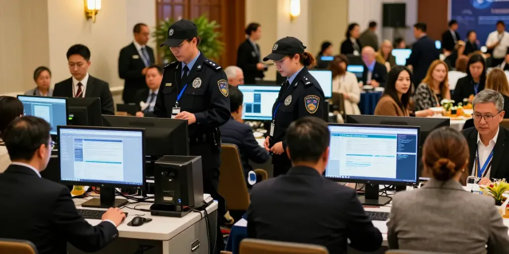 Corporate security team ensuring safety at a local event, reliable service in action.