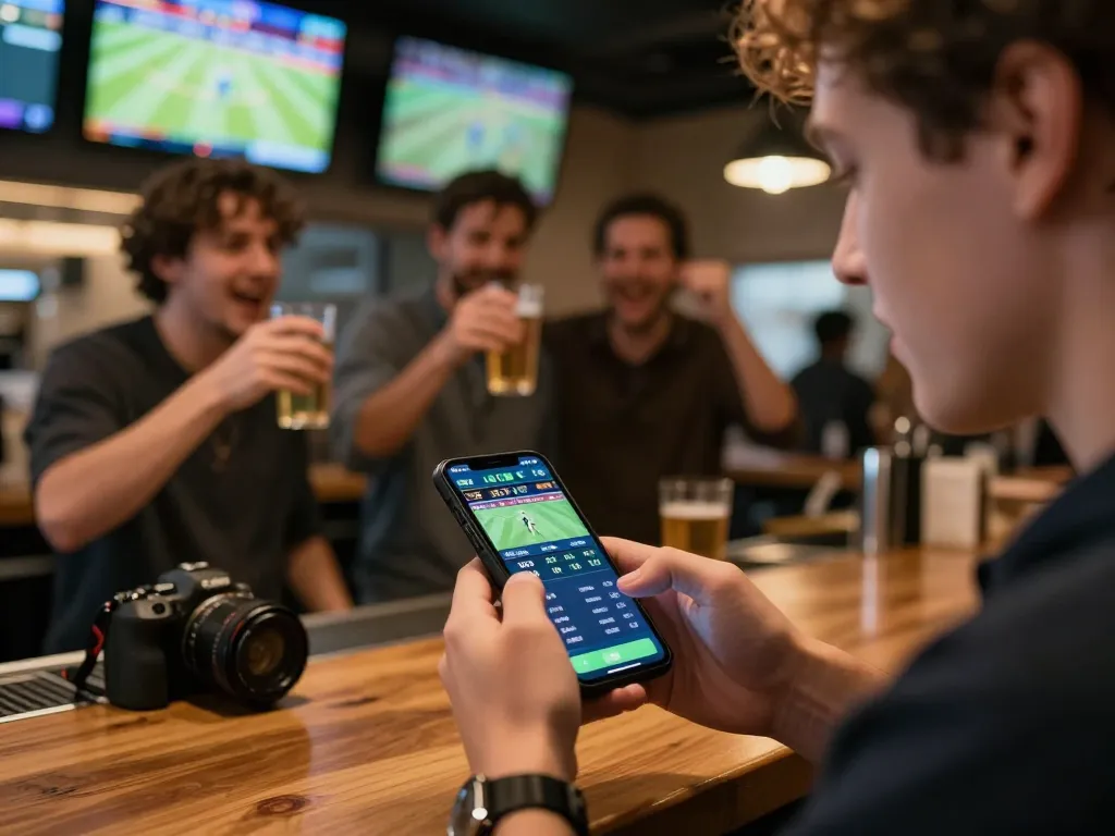 Place live sports bets on the vsbet app in an exciting sports bar atmosphere