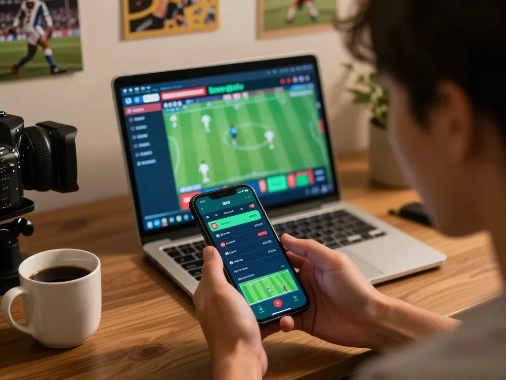 Engaging user interacting with bongdalu sports betting app, showcasing exciting live betting experience
