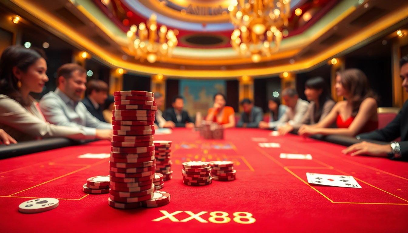 Players strategizing at the baccarat table in a thrilling XX88 gaming experience.