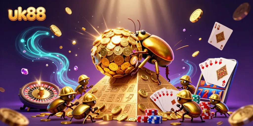 Spin into excitement with uk88's vibrant golden coins and casino wonders!
