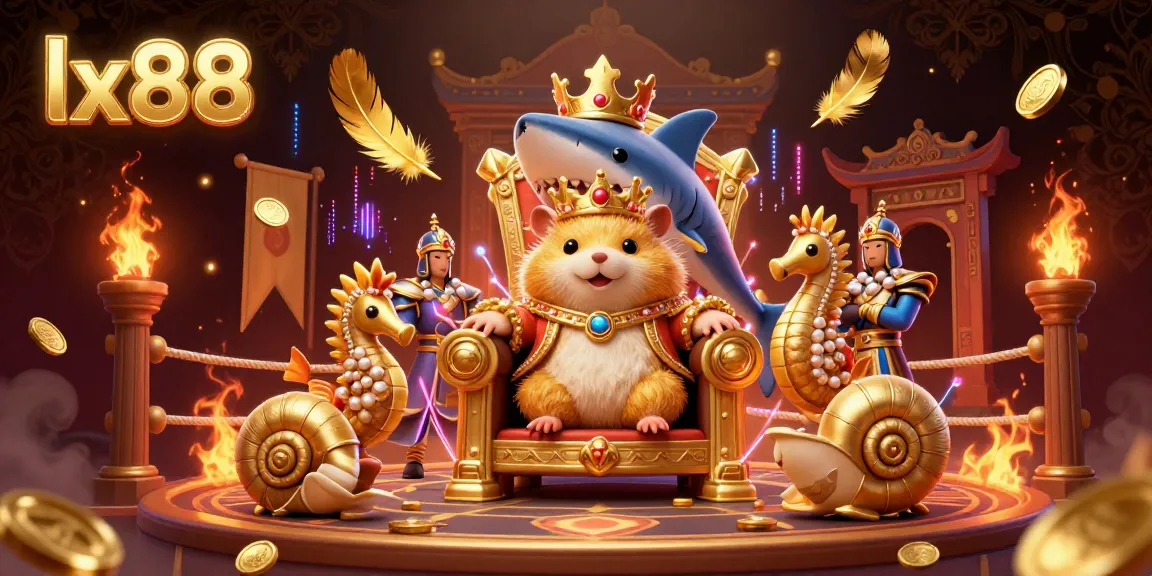Engagingly depict sports betting excitement with lx88, featuring a hamster king at a vibrant arena.