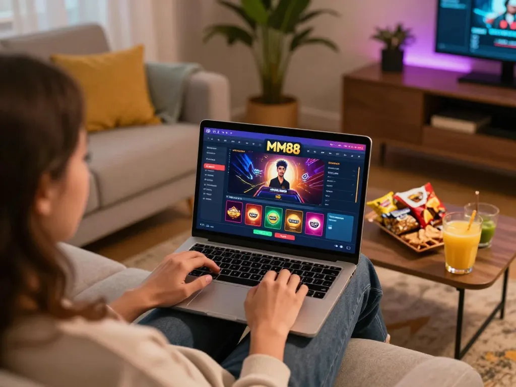 Engaging gameplay at MM88 online casino on laptop, showing dynamic betting interface.