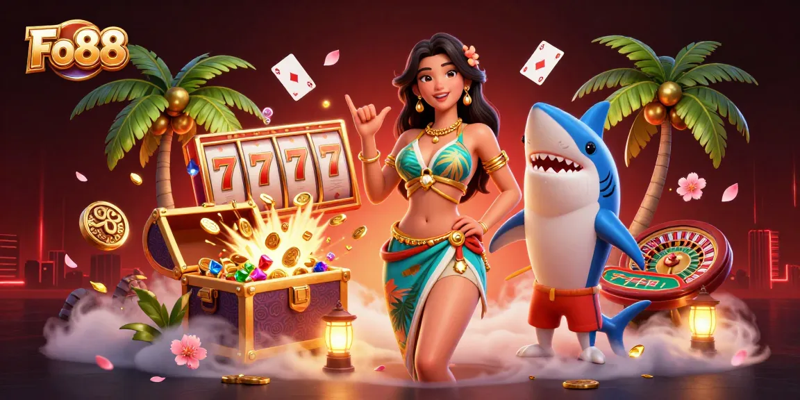 Fo88 spins the reels of fortune with vibrant symbols and lucky charms in a 3D casino paradise.