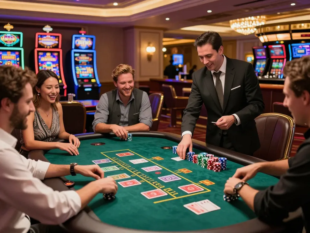 High-energy game of hitclub tài xỉu in a stylish casino with players enjoying the excitement.