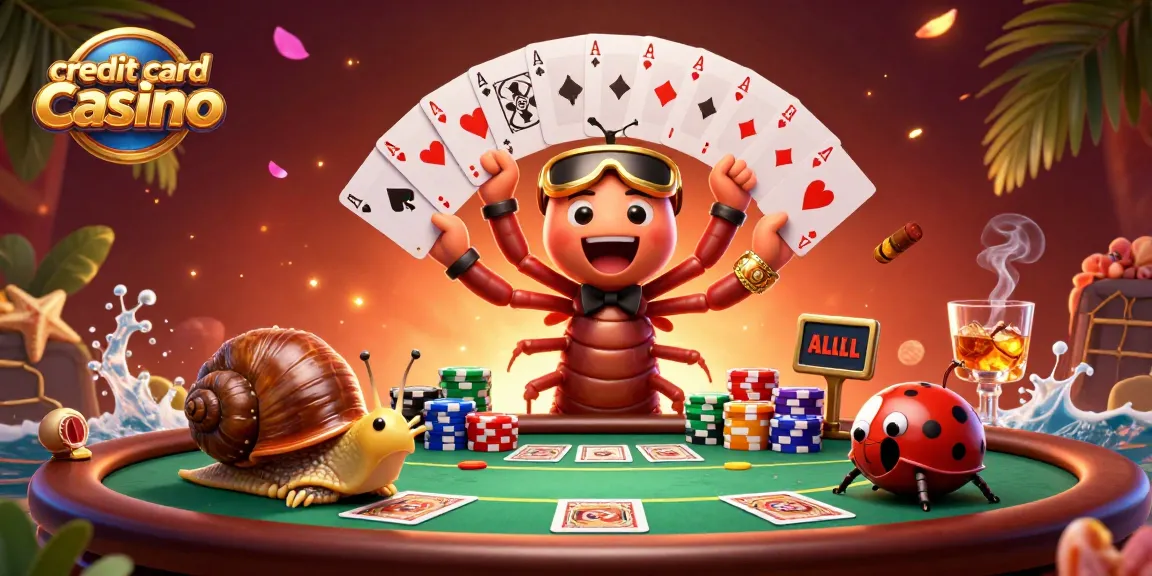 Engaging scene depicting the credit card casino action with a creative dealer, high-roller, and excitement.