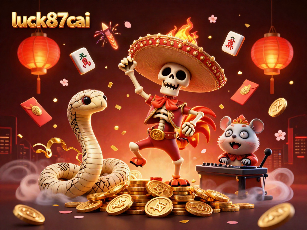 Experience excitement with luck87cai’s vibrant 3D illustration featuring animated casino characters and gaming elements.