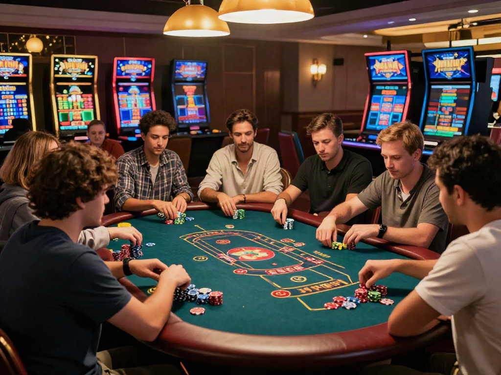 Group of players enjoying online games at https://c168slot2.com/ with engaging interactions and vibrant casino atmosphere.