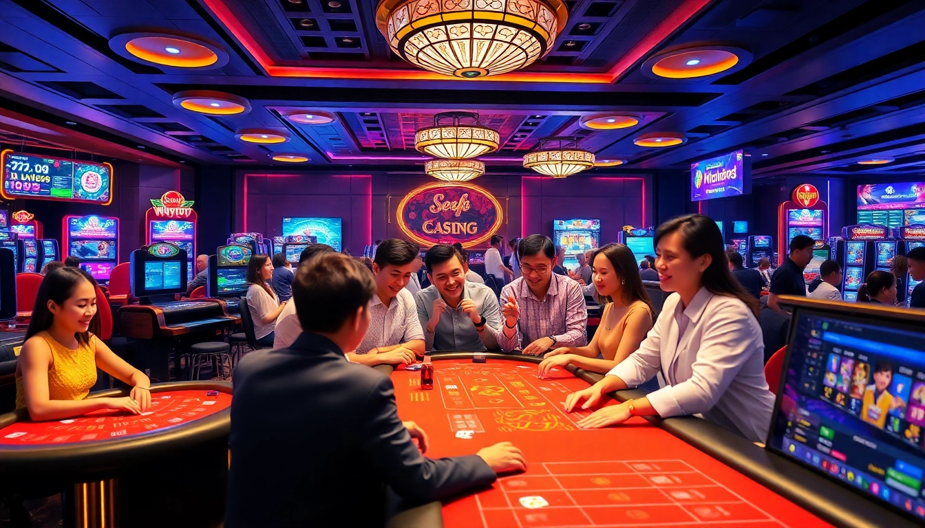 Experience the vibrant online gambling atmosphere at tk88win.live with engaging players in a lively casino setting.
