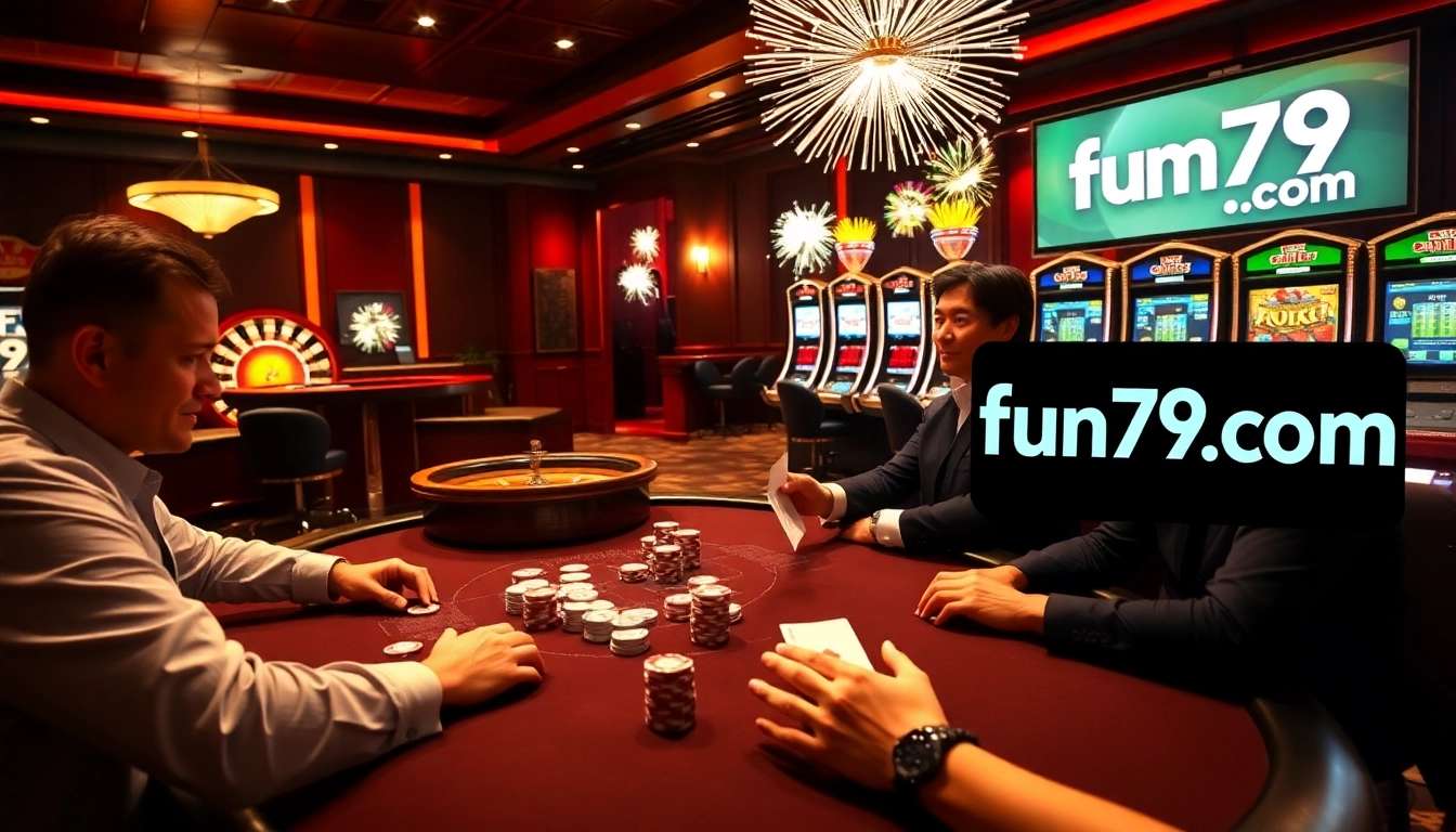 Engage in exciting gambling strategies at fun79.com with dynamic casino visuals and professional ambiance.