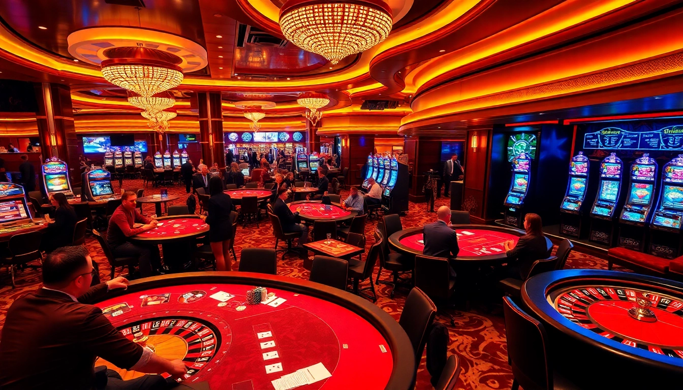 Gamblers enjoying a thrilling poker game at KJC football-themed casino tables.