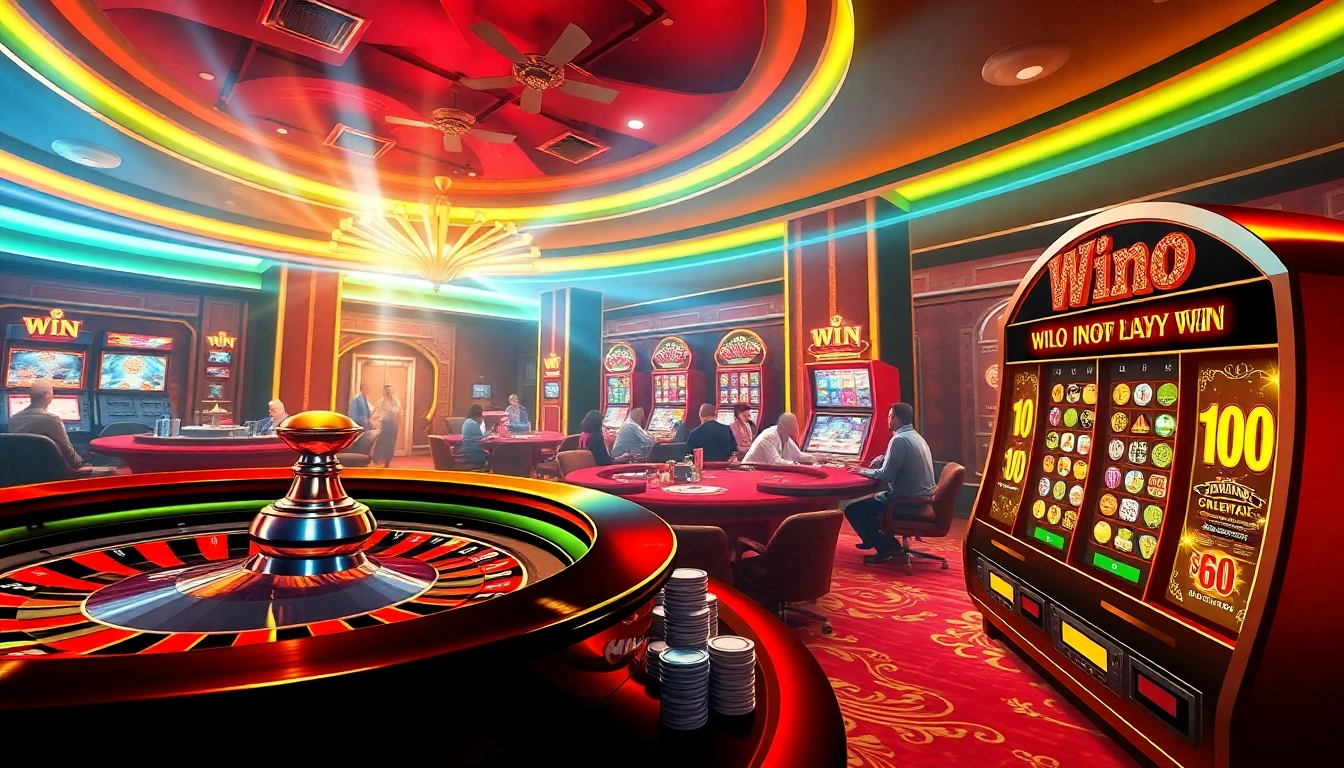 Engage in the thrilling atmosphere of win vn casino with vibrant roulette and exciting poker chips.