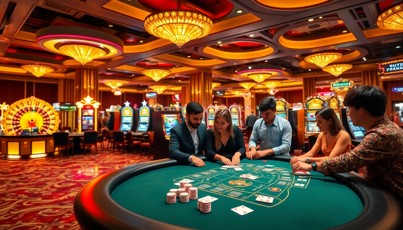 Experience the thrill of nhà cái nk88 with vibrant casino games and players at the poker table.