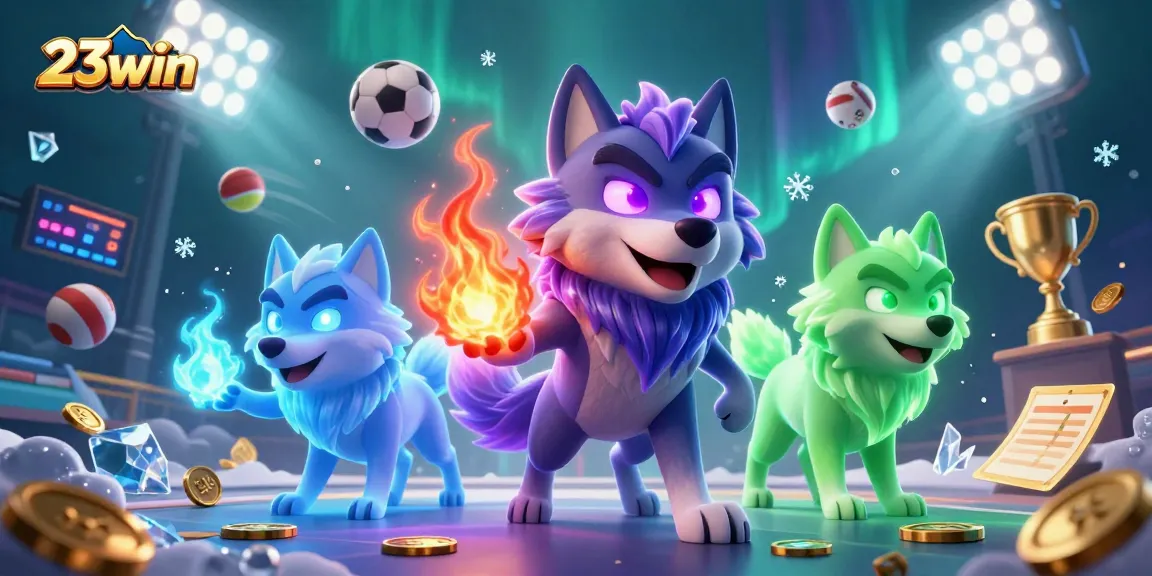 Experience the thrill of betting with 23win's spirited design featuring dynamic sports elements.